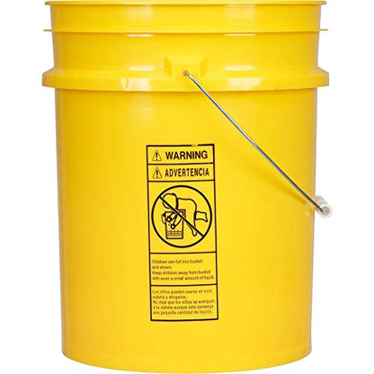 House Naturals 5 Gallon Plastic Yellow Food Grade BPA Free Made in USA Bucket Pail with Air Tight Double Gasket Screw on Lid(Pack of 3) (Yellow) - color: Yellow and Black Lids