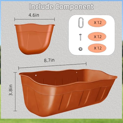 Hanging Chicken Feeders,Duck Feeder Waterer,Small Feed Trough 1.3 Quart 6 Pack,Hanging Fence Feed Trough for Poultry,Terracotta - color: Terracotta, size: 1.3 Quart (6 Pack)