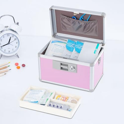 xydstay Medicine Lock Box, 10.2" x 6.2" x 7.7", Pink - size: 10.2x6.2x7.7 Inch (Pack of 1)