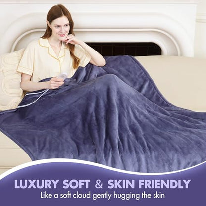 Electric Blanket Full Purple, Soft Fast Heating, 1-10H Timer - color: 01 - Purple, size: Full - 72" x 84"