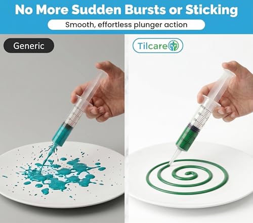 60ml Catheter Tip Syringe with Covers 10 Pack by Tilcare - Sterile Plastic Medicine Food Droppers for Children, Pets or Adults – Latex-Free Oral Medication Dispenser - Large Feeding Tube Syringes