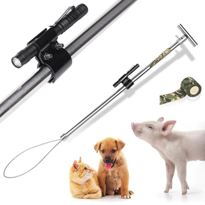 Dog Catcher Pole, Animal Catch Control Tool with Flashlight Non-Slip Tape