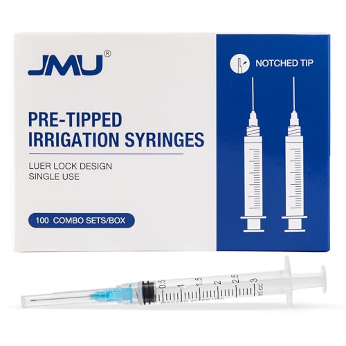 JMU 100 Pcs Dental Irrigation Syringes 3cc with 23G - size: 3ML 23G