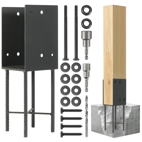 2 pack Heavy Duty Stainless Steels U-Shape 6"x6"(Actual 5.5"x5.5") Wet Concrete Fence Post Holder for Terrace psot base, Wood Gazebo, Fences, Deck railings wood post bracket anchors (Dark Grey) - size: 6"x6"(Actual 5.5"x5.5")