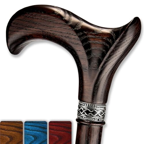 Asterom Handcrafted Walking Cane, Stylish Wooden Canes for Men, Oak Wood - color: #1 Walnut, size: 33" (for 5'2" to 5'4")