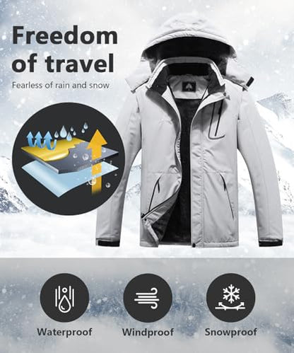 Men's Mountain Winter Coat - color: Light Gray, size: Small