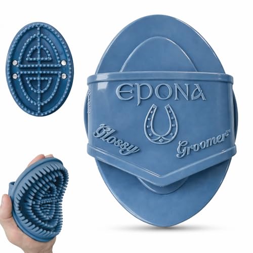 Epona Noble Blue Flexible Glossy Curry Comb for Horses – Soft, Ergonomic Grooming Brush with Flexible Tines for Deep Cleaning, Massage & Shedding Care (Noble Blue) - color: Noble Blue