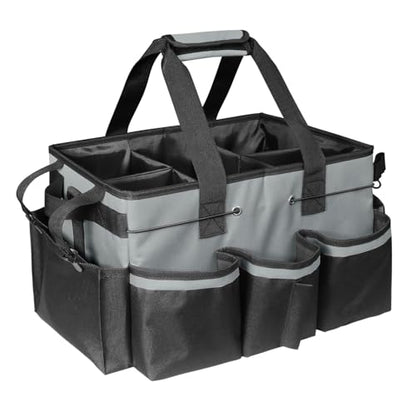 Boczif Cleaning Caddy Bag Wearable,Cleaning Caddy Supplies Organizer (Grey) | with Handle, Shoulder Straps & Detachable Divide, Cleaning Tool Organizers Tote Bag for Cleaners & Housekeepers - color: Grey