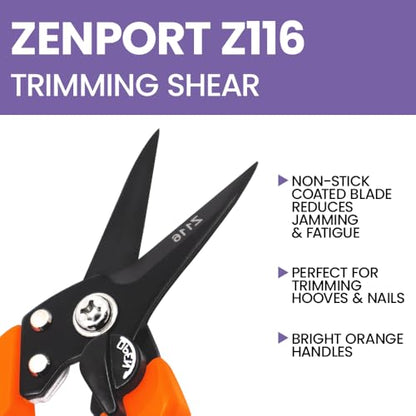 Zenport Z116 Hoof and Floral Trimming Shear with Twin-Blade, 7.5-Inch, for Goat, Sheep, Alpaca and More, Orange - 3 Pack
