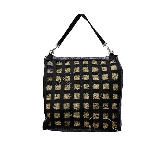 Professional's Choice Slow Feed Hay Bag - Horse Travel Hay Holder w/Straps, Paisley/Black | Top Loading Design, Detachable Hangers, Durable Webbing - color: Paisley/Black