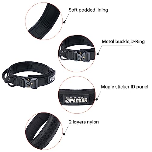 EXCELLENT ELITE SPANKER Tactical Nylon Dog Collar Military Metal Buckle - color: Black, size: M-(14''-18")
