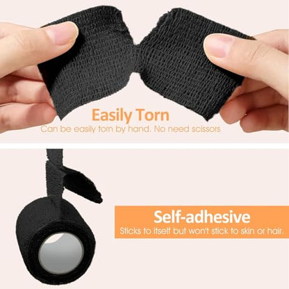 BIRDDIE 18 Packs 1"/2"/3" Black Self Adherent Bandage Wrap - color: Black