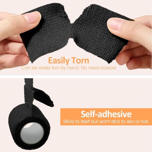 BIRDDIE 39 Packs 1"/2"/3" Black Self Adherent Bandage Wrap - color: Black Bandage-39