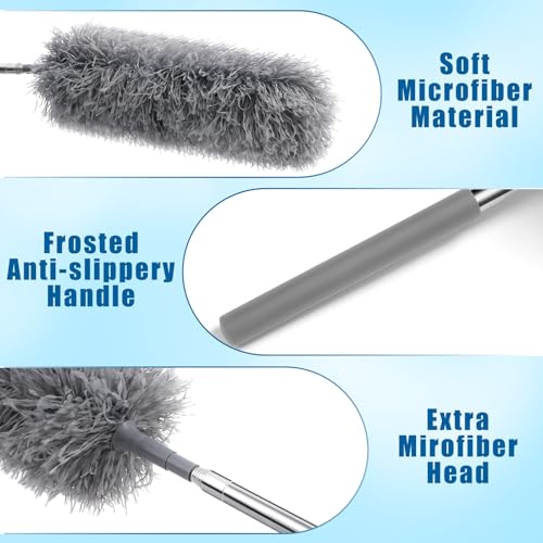 Tanlade 12 Pcs Microfiber Feather Dusters for Cleaning, Gray - color: Gray