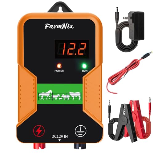 Electronic Fence Controller 15KM Electric Fence Charger 12kV 2J Power Pulse Agricultural Fencing Controller Electric Fencer Kit for Livestock Farm Garden Goat Cattle Horse Deer Electric Fencer Charger