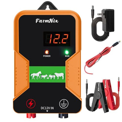 Electronic Fence Controller 15KM Electric Fence Charger 12kV 2J Power Pulse Agricultural Fencing Controller Electric Fencer Kit for Livestock Farm Garden Goat Cattle Horse Deer Electric Fencer Charger