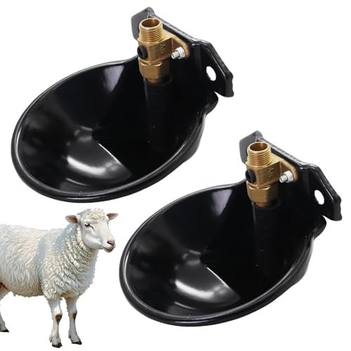 2PCS Automatic Metal Goat Waterer, Copper Valve Automatic Water Dispenser Farm Livestock Drinking Bowl, for Goat Cattle Pig Dog Farm Water Drinking Equipment