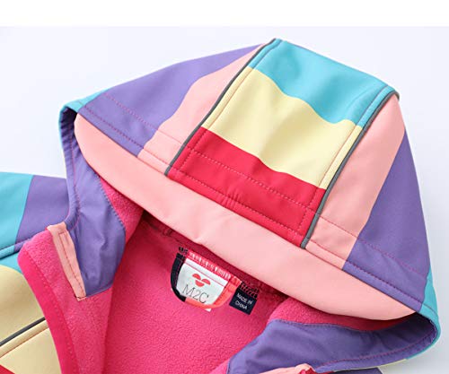 M2C Girls Hooded Fleece Lined Windproof Softshell Windbreaker Jacket - color: Stripe Purple, size: 2T