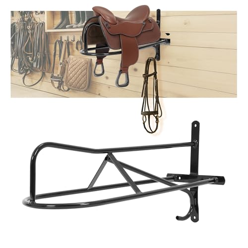 1Pc Saddle Rack Wall Mounted 22.3 x 11.1 x 8.6 Inch with Bridle - size: 1Piece