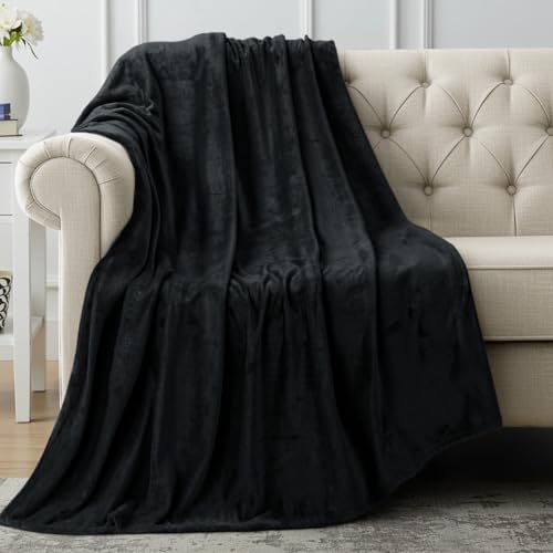 Utopia Bedding Soft Fleece Bed Blanket Throw XL Size Black (50x70 Inch) - color: Black, size: Throw XL (50x70 Inch)