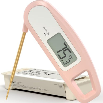 Lavatools Javelin® Ultra-Fast 3-Second Digital Instant Read Meat Thermometer for Grill and Cooking, 2.75" Probe, Compact Foldable Design, Large Display, IP65 Water Resistant, NSF Certified – Rhubarb - color: Rhubarb