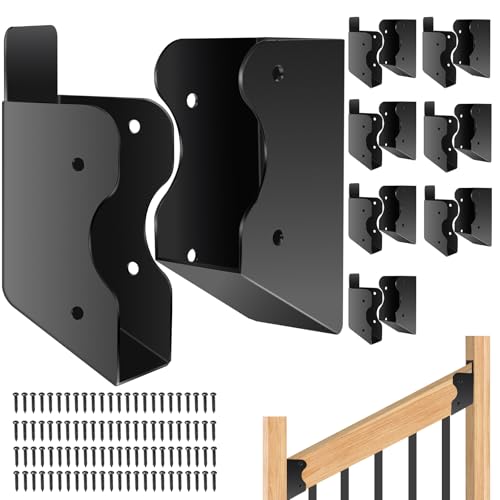 8 Pair 30° Deck Railing Bracket Stair Connector Stainless Steel 2"x4"(Actual 1.5"X3.5") Suitable for Staircase Handrail, Wooden Column Fence