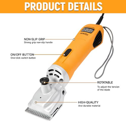 Hoteche 200W Horse Clippers, 2600rpm Professional Grooming Clippers for Horses with Complete Accessories Kit