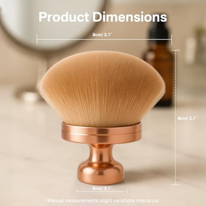 Kabuki Self Tanner Brush – Round Dome Blending Brush for Face & Body, Palm-Grip Applicator for Smooth, Streak-Free Tan | Soft Synthetic Bristles, Washable & Reusable (Gold) - color: Gold