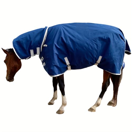 1200D Oxford Warm-Keep Horses Turnout Blanket with Detachable Neck Cover，Heavy Weight Winter Turnout ，Horse Care Blanket Horse Rain Sheet (145CM) - size: 145CM