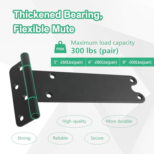 8 inch Gate Hinges,300Lbs Capacity, Matte Black,2Pack Heavy Duty Door Hinge - size: 8“-2 pcs-U-Matte Black
