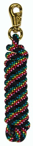 Hamilton Extra Heavy Poly Rope Lead with Bull Snap, Black Confetti Weave, 5/8" Thick x 10' Long - color: Confetti Black