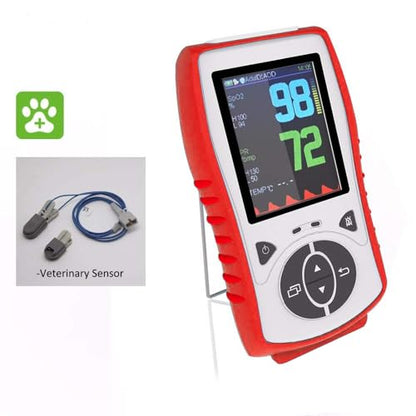 Vet Pulse Oximeter Handheld Oximeter with 2.8" LCD, Pet Vital Signs Monitor for SpO2 / Heart Rate/TEMP, Rechargeable Battery - Veterinary Use for Dogs, Cats, Horses (Free Silicon Case)