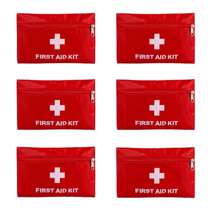 QCWN 6 Pack Empty First Aid Bag Mini Medical Kit Pouch Small Travel Emergency Survival Storage Bags for Car Home Hiking Camping Waterproof Red - size: 6 Pack