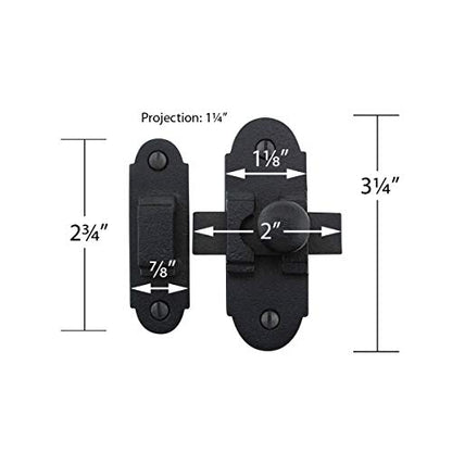 Renovators Supply Manufacturing Black Slide Bolt Door Latch 3.25" X 1.25" Antique Wrought Iron Small Metal Sliding Latches for Windows Or Cabinet Doors Rust Resistant Locks with Hardware - size: Pack of 1