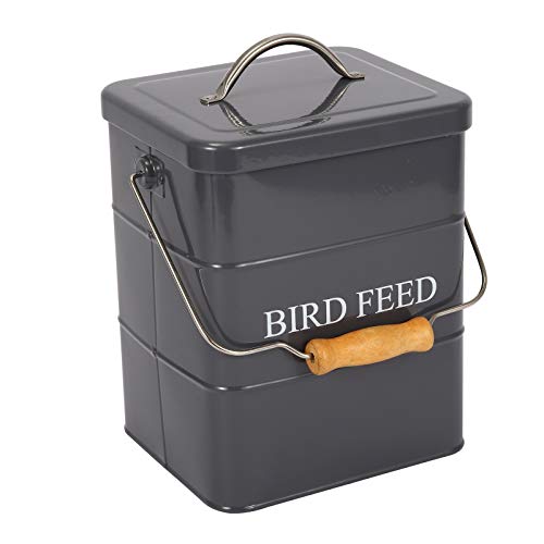 Geyecete Bird Feeder,Bird Food Jar Pet Food Storage Airtight Food Storage Container-Gray - color: Gray