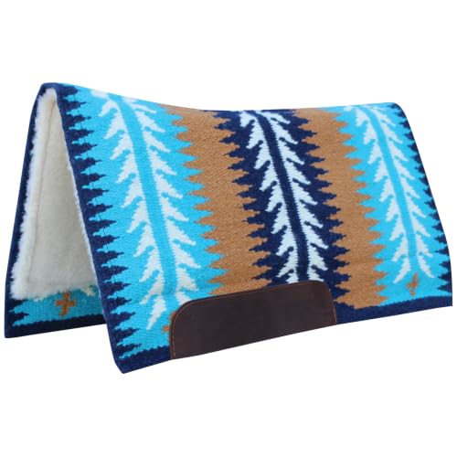 Professional's Choice Ventana Western Saddle Pad | Contoured Design, 100% New Zealand Wool, Moisture-Wicking Fleece, Wear Leathers - color: Pacific Blue, size: 30x34