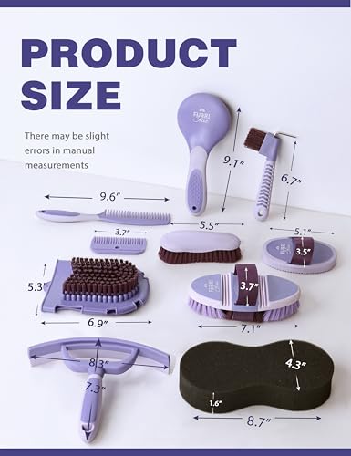 11-Piece Horse Grooming Kit with Waterproof Tote Sugar Taro - color: Sugar Taro