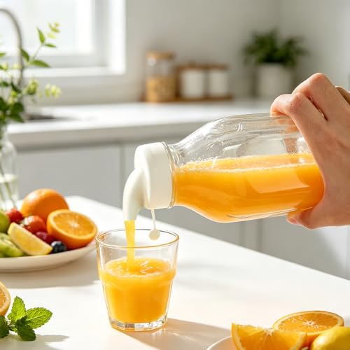 2 Pack 32oz Glass Milk Bottles with Airtight Lids