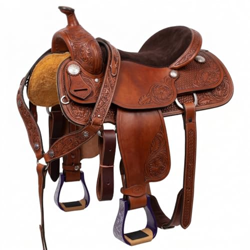 CHALLENGER Horse Western 5" Wide Purple Engraved Aluminum Rubber Tread Show Stirrups 5176PR