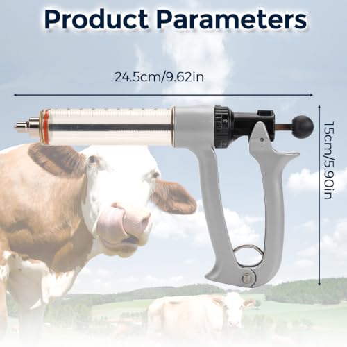 50 mL Semi-Automatic Repeating Livestock Syringe Gun, 5-Gear Adjustable