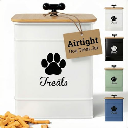 Dog Treat Container Airtight, 6"W x 8"H, Powder Coated, 12 Cup Capacity - color: White