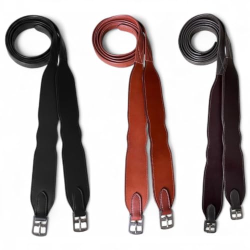 Majestic Ally Wide Body English Stirrup Leathers for Equestrian Riding, Black, Brown, Chestnut, 48-54-60 Inch - color: Brown, size: 54"