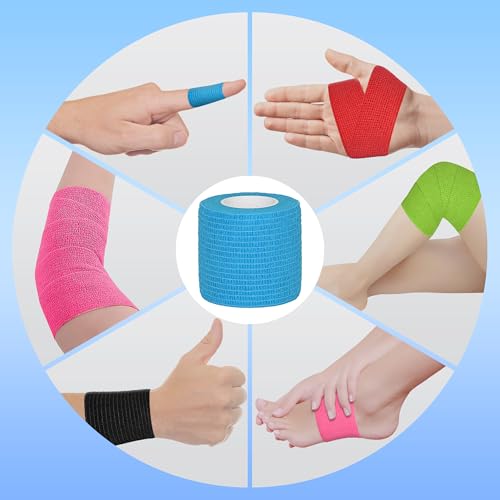Tindobewan Self Adhesive Bandage Wrap, 2 Inches 8 Rolls Light Blue - color: Light Blue, size: 2 Inch