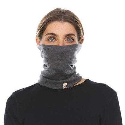 100% Merino Wool - Midweight Neck Gaiter - Skiing Neck Warmer - Winter Face Mask - Multipurpose Headwear - color: Charcoal Gray