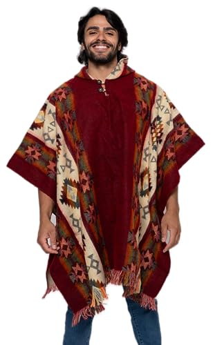Alpaca Land, Handmade Ecuadorean Alpaca Wool Ponchos - color: Red Ambato