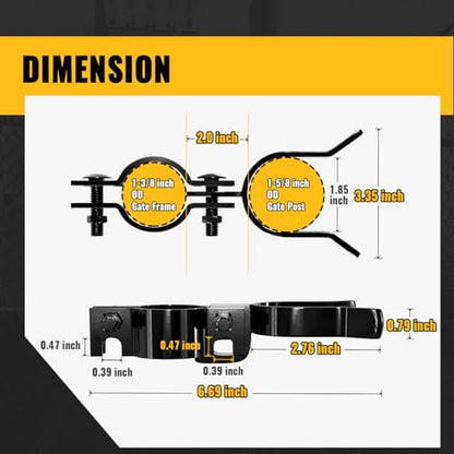 VIVIDA 1-3/8" x 1-5/8" Chain Link Fence Gate Latch, Black Fork Latch, 2 PCS - size: 1-3/8" x 1-5/8" (2 PCS)