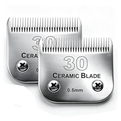 30 Blade Dog Grooming Blades Compatible with Andis/Wahl/Oster Dog Clippers | Detachable Stainless Steel Blade,Size-30, 1/50-Inch Cut Length (64260),2Pack - color: 2pc 30:1/50''(0.5mm)