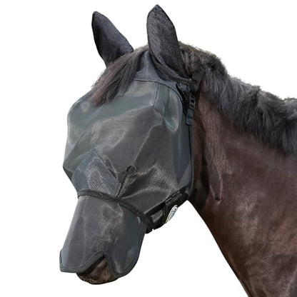 WeatherBeeta ComFiTec Double Dart Deluxe Fly Mask with Ears and Nose, Black, Pony - size: Pony