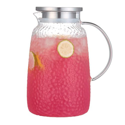Purefold 105 Oz Borosilicate Glass Pitcher with Lid, Glass Beverages Jug | Iced tea, juice, milk, coffee pitcher. Heat resistant 0–300°F. Dishwasher safe, BPA free borosilicate glass, leakproof lid. - size: 105 Ounces