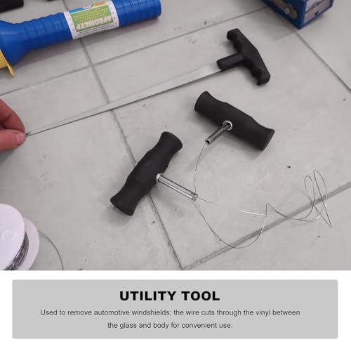 Sun Walker Windshield Removal Tool Kit, 65.6 Ft Window Glass Cutting Wire with Hook Tool & T-Handles, Professional Steel Wire Cut Out Set for Auto Windscreen Repair, Car Accessories